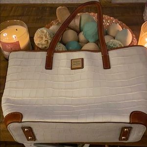 Dooney and Burke crocodile white and cognac purse
